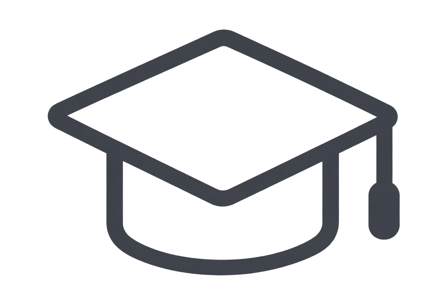 Faint glowing outline of a graduation cap with tassel centered on a black background.