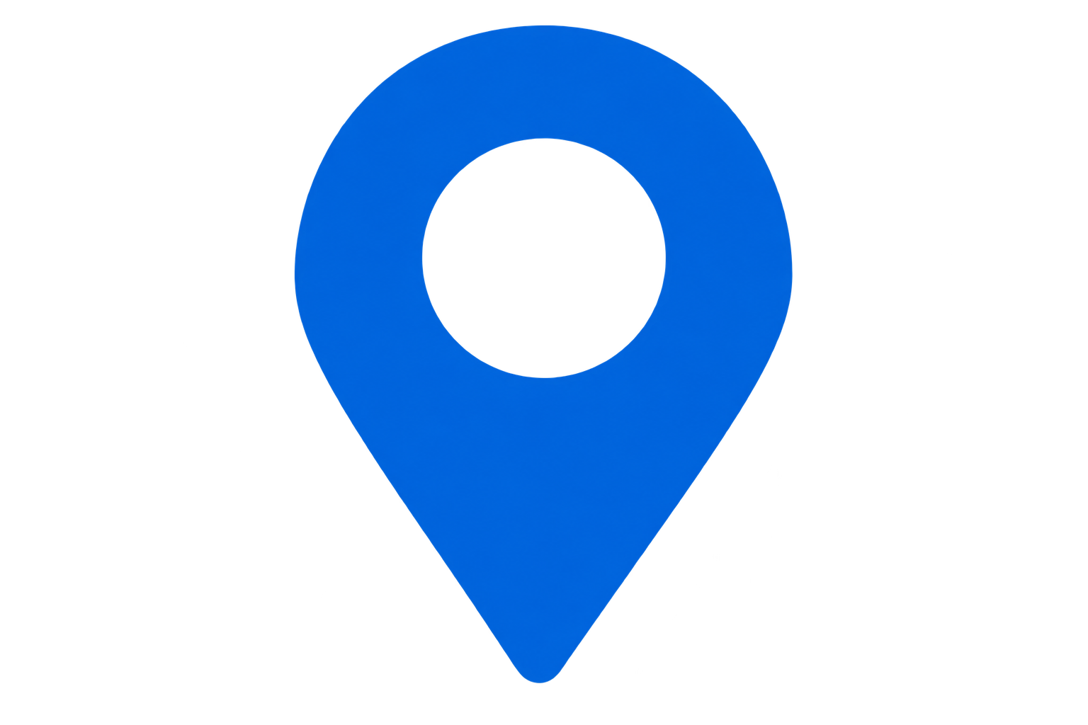 Blue glowing location pin icon on a black background.
