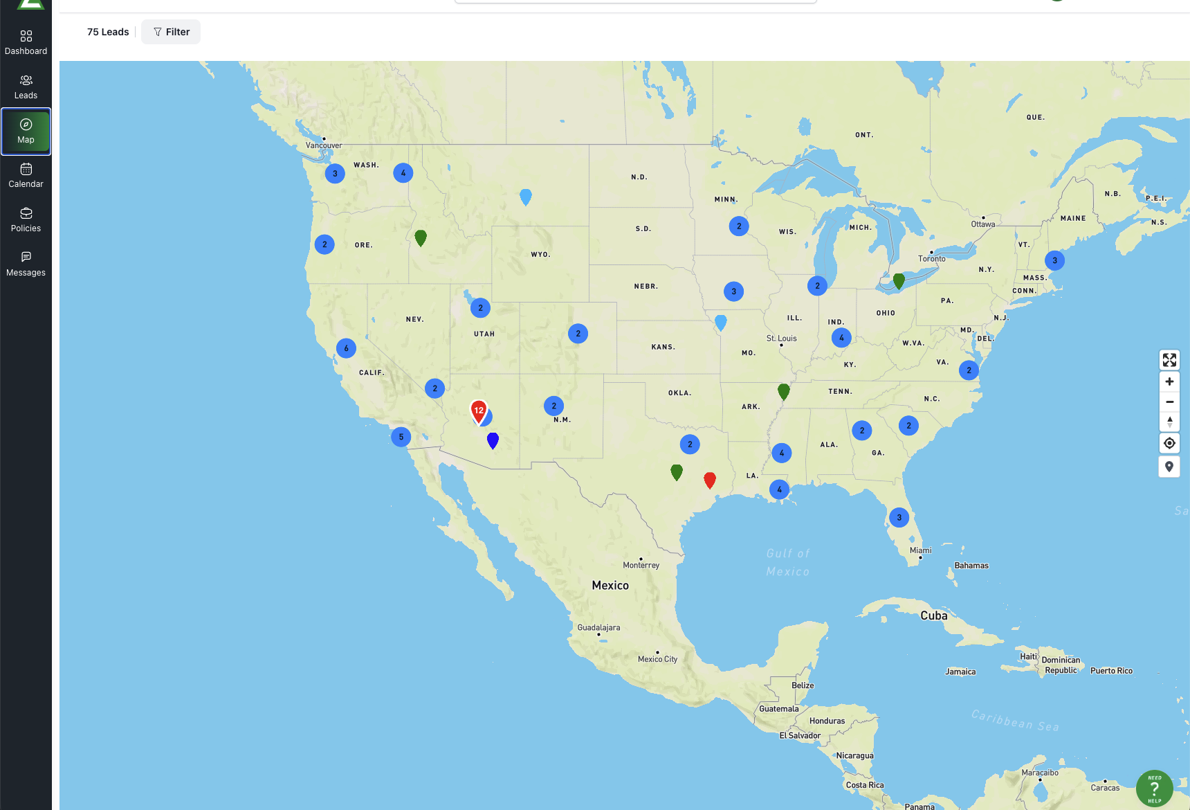 Lineage CRM map view