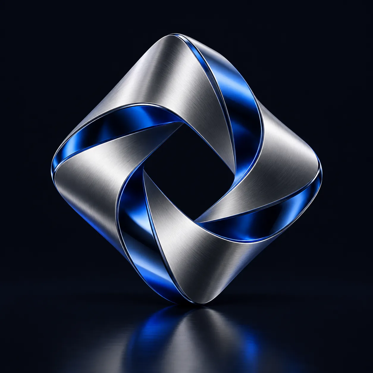 Original EBJ chrome and cobalt folded sculpture