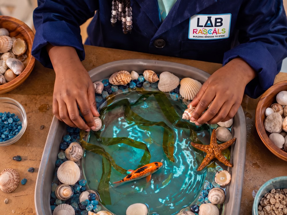 Student exploring an ocean science activity