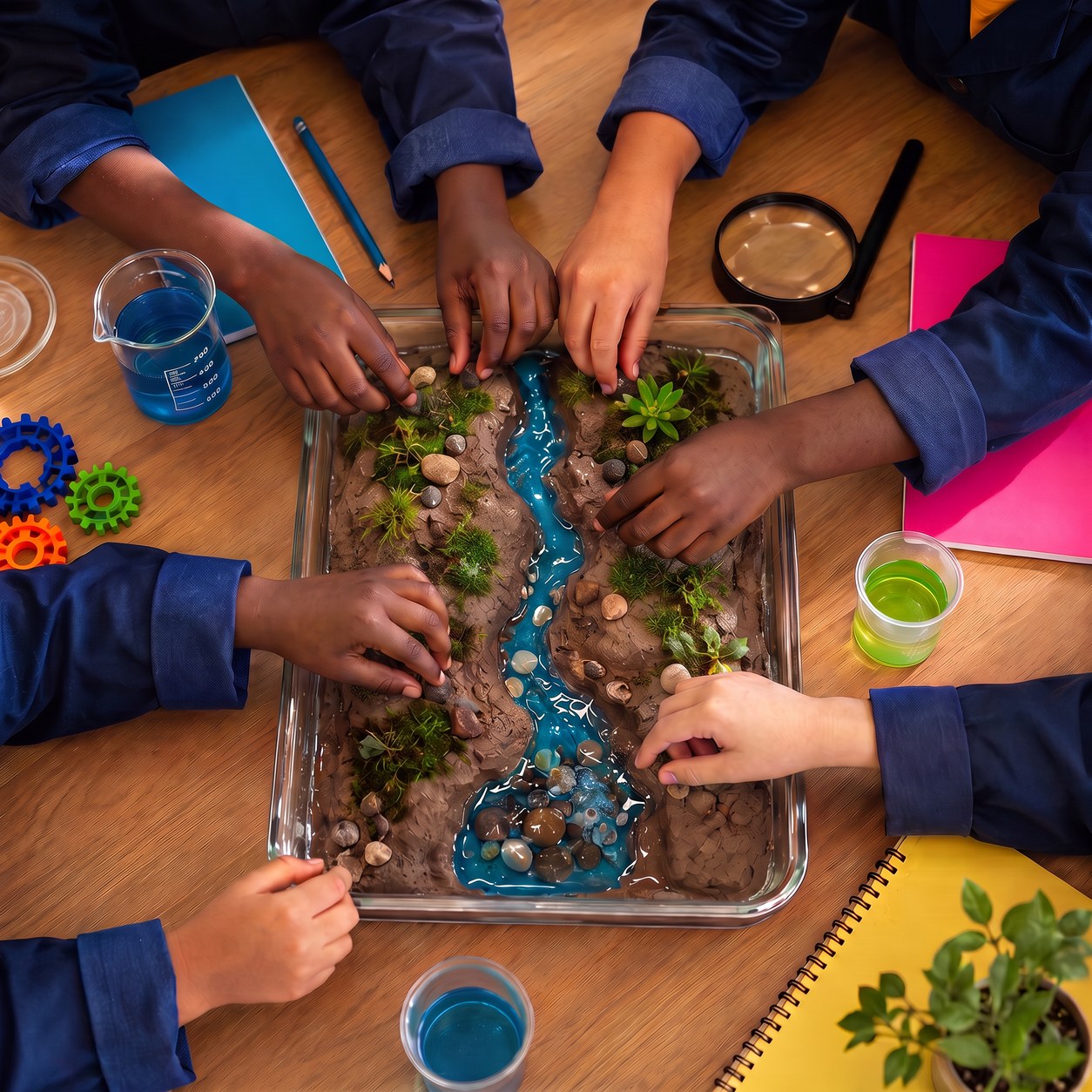 Students working together during a hands-on science investigation