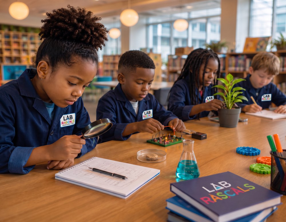 Students working together on hands-on STEM activities in a learning community