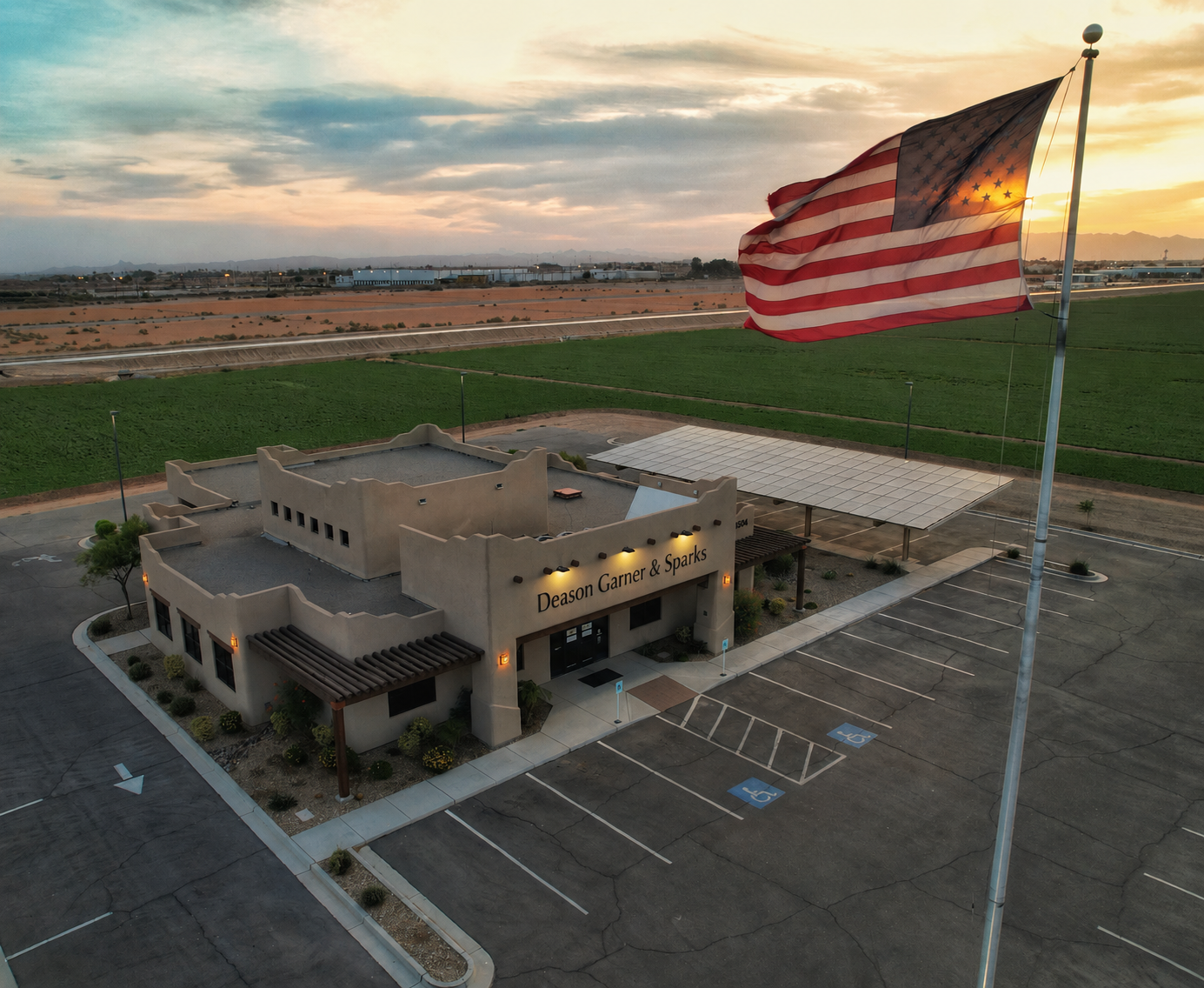 Aerial view of the Deason Garner & Sparks office in Yuma, Arizona