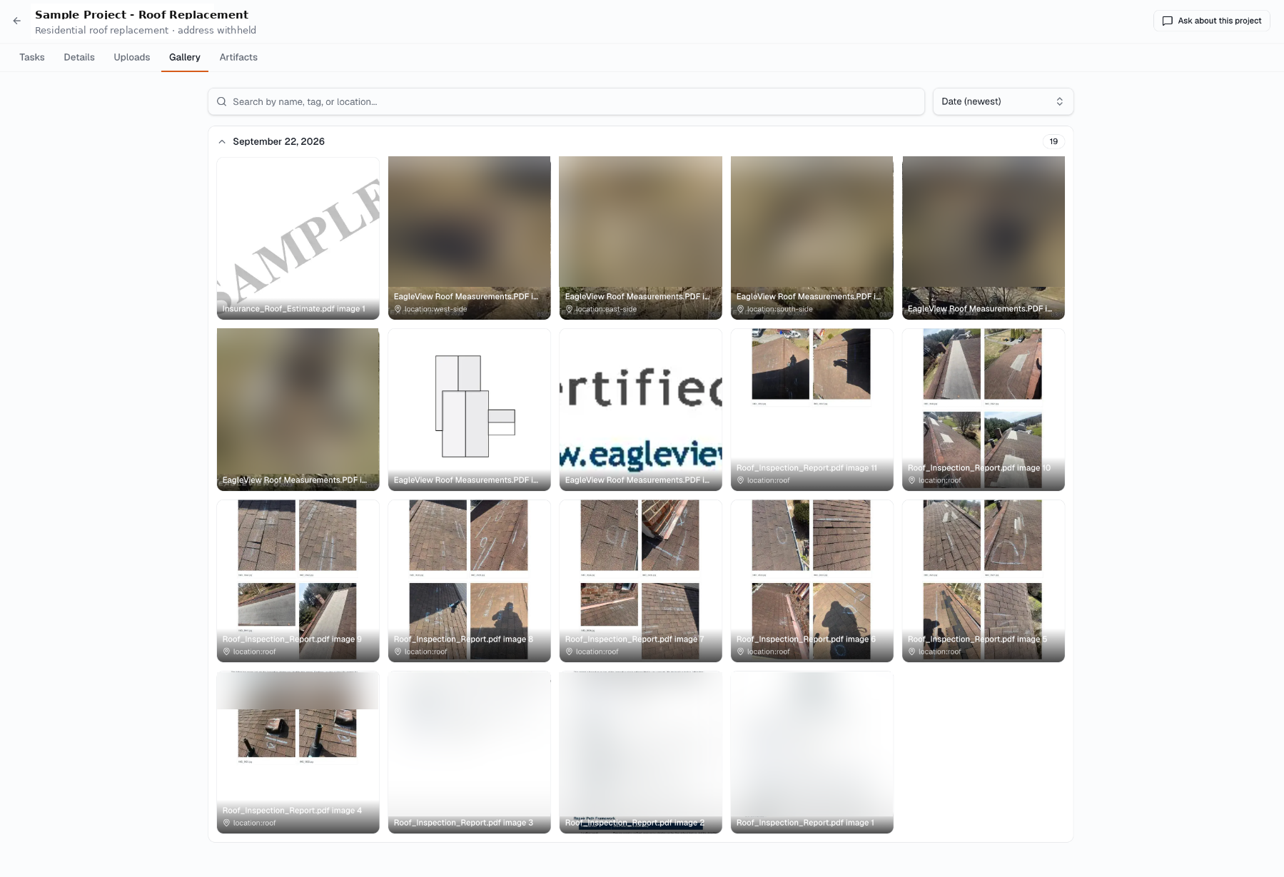 Remodlr gallery of visual evidence extracted from uploaded project documents