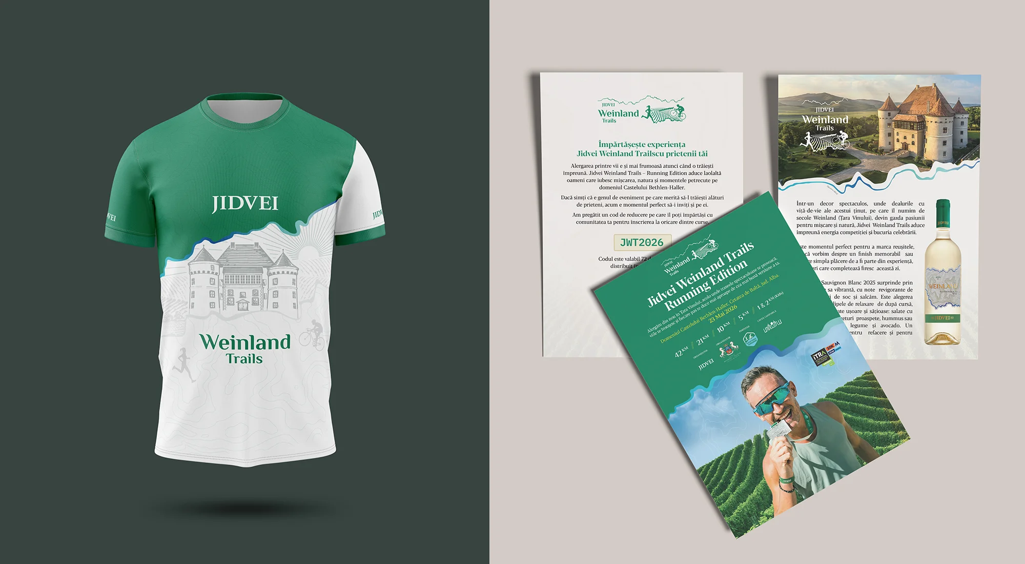 Tricou de alergare Jidvei Weinland Trails și materiale tipărite pentru eveniment