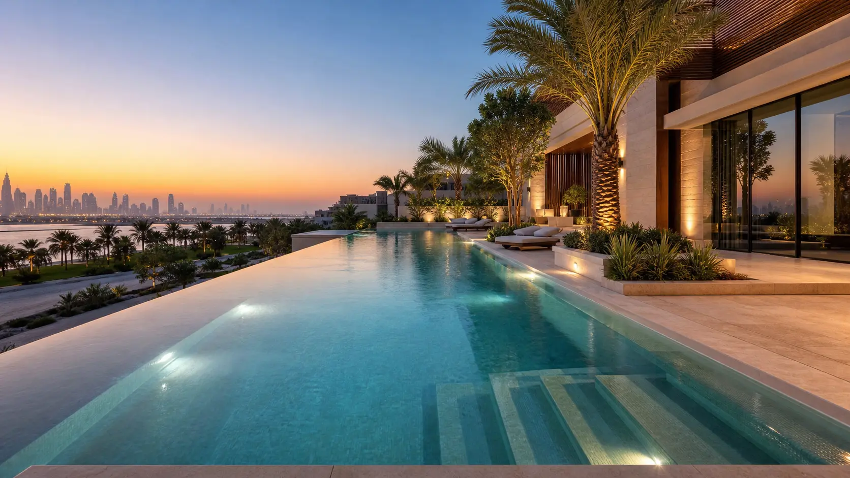 Villa avec piscine à débordement aux Émirats arabes unis