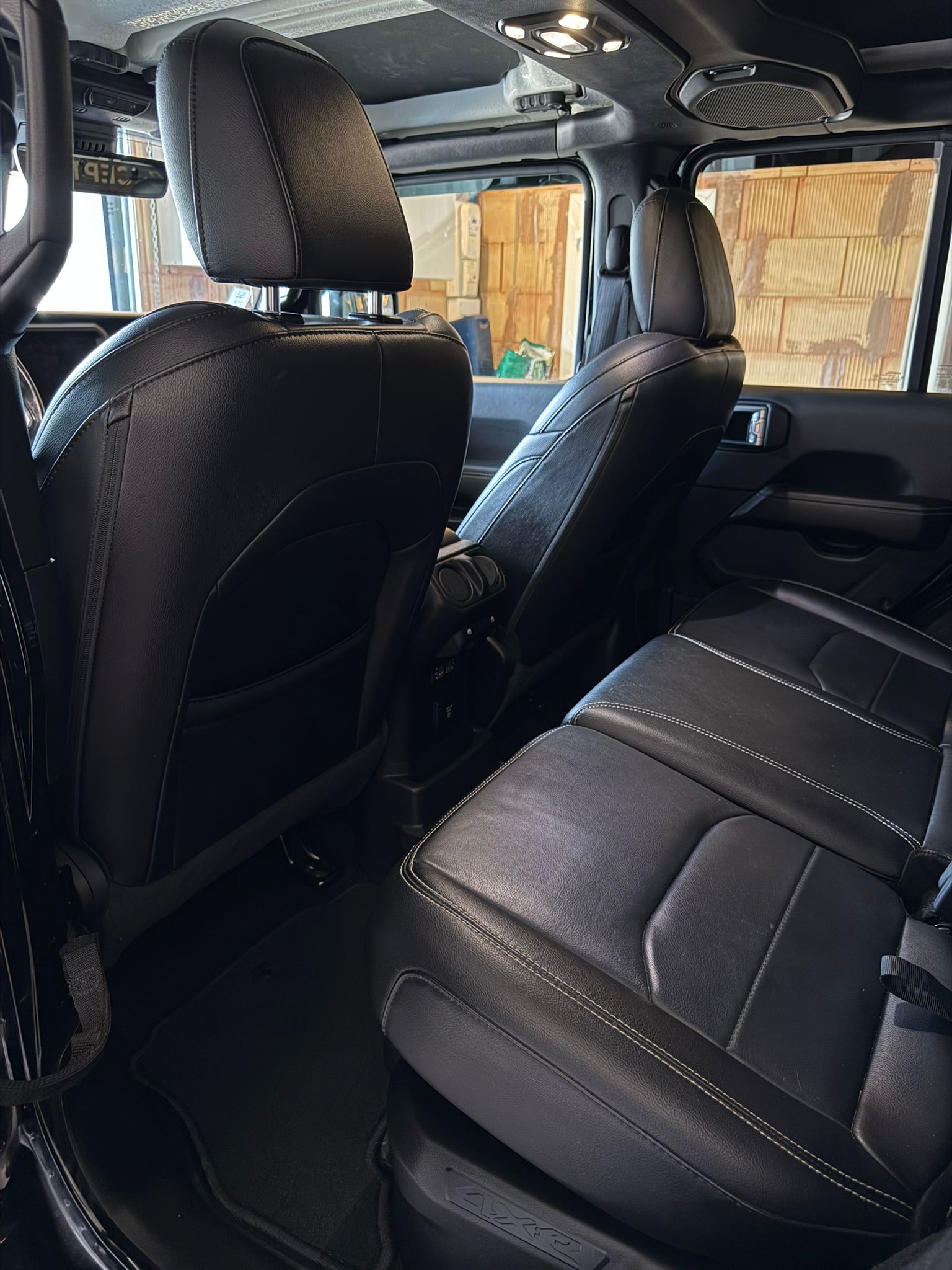 Dark car interior, left side