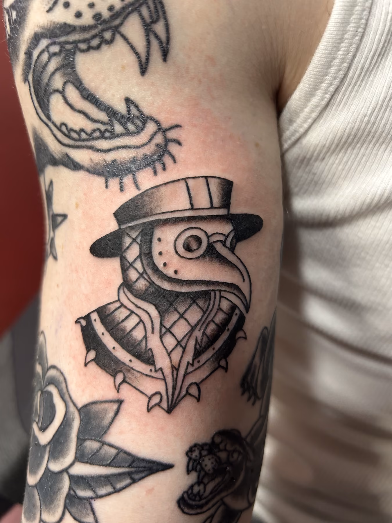 Traditional plague doctor tattoo