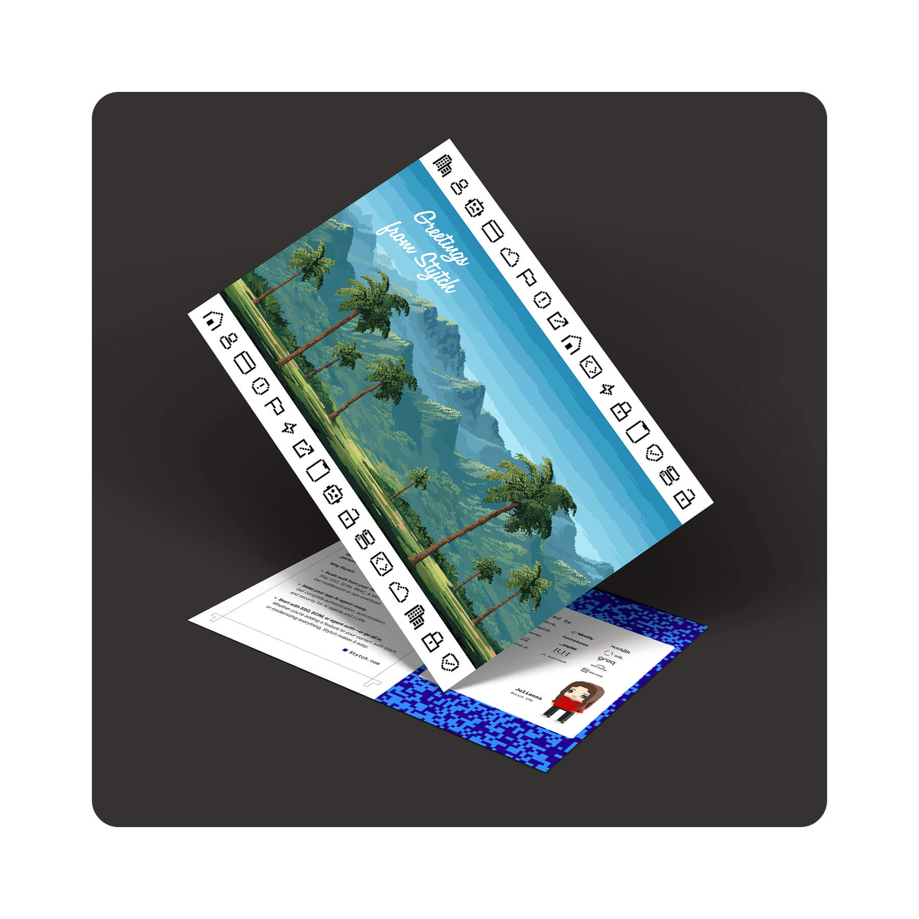 Greetings from Stytch postcard mockup