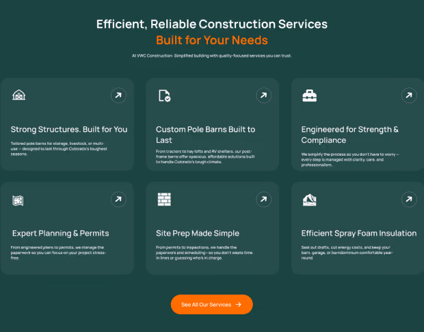 VWC Construction website interface detail