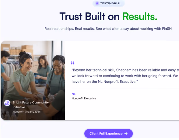 FinSH responsive website interface