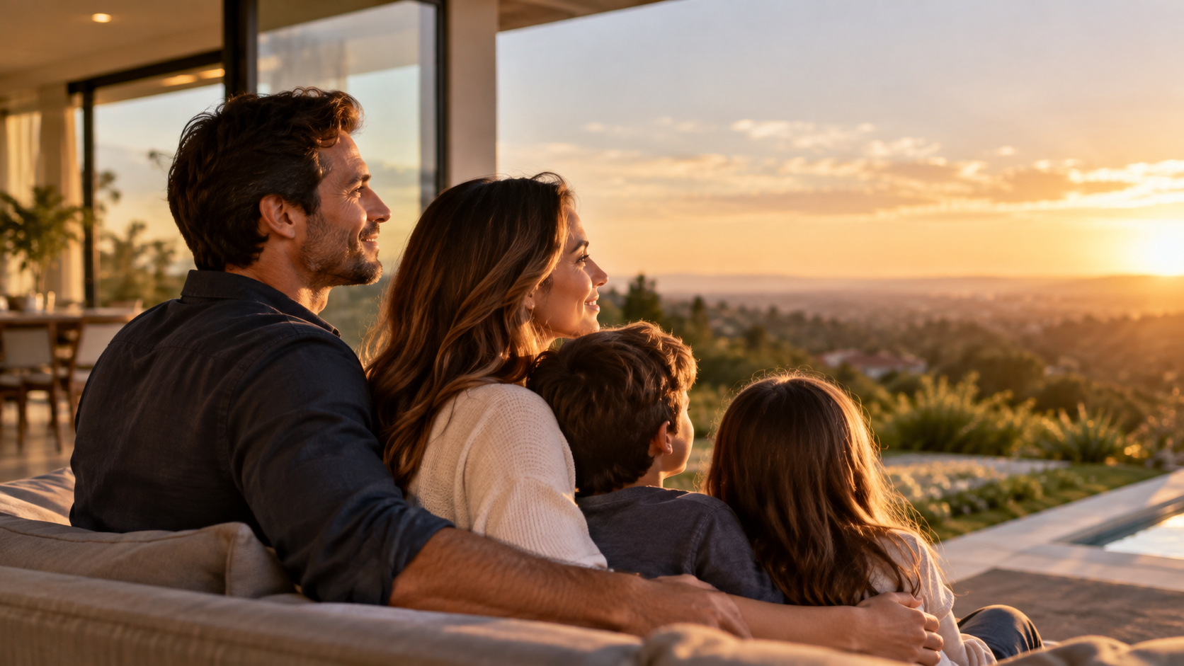 Família reunida em momento de tranquilidade, representando seguro de vida