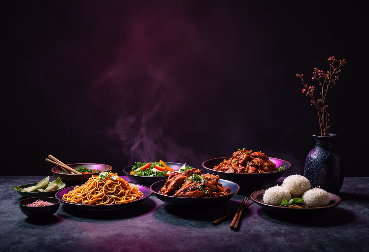 image of a main course assortment (for a chinese restaurant)