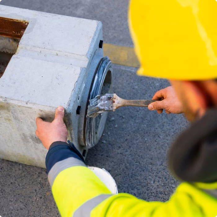Detailarbeit an einem Kanalschacht