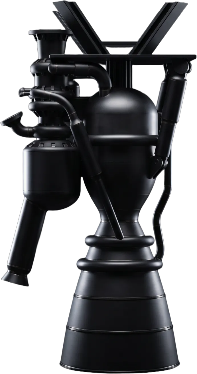 Amoghā 100 kN liquid rocket engine, side view