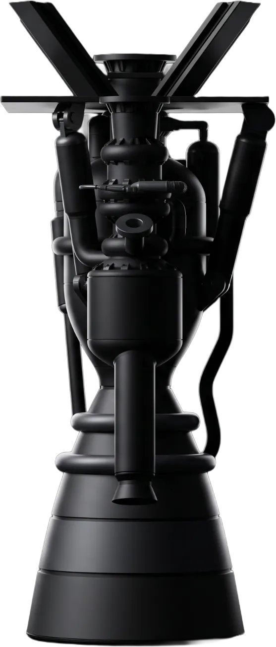 Amoghā 100 kN liquid rocket engine, front view
