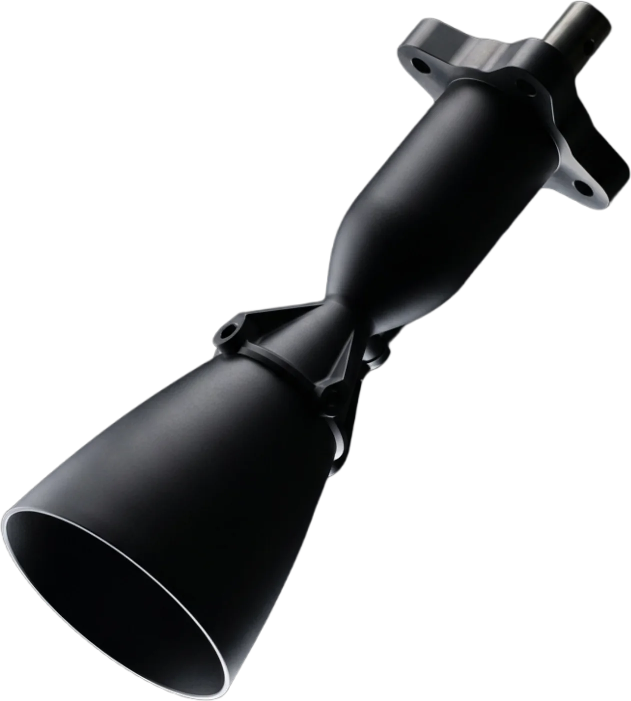 Bellona 2 kN liquid rocket engine, three-quarter view of the nozzle exit