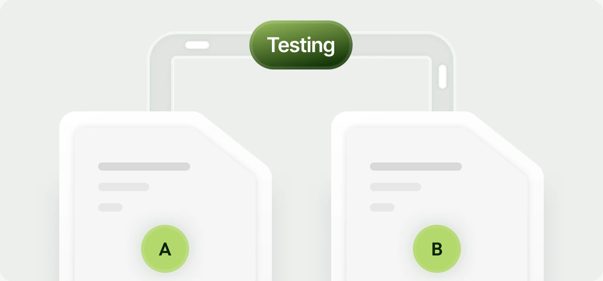 Illustration A/B und Section Testing: zwei Varianten A und B
