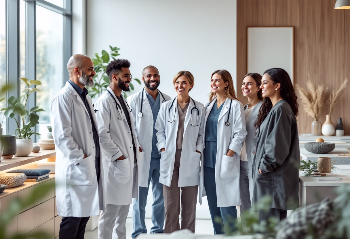 image of a team meeting (for a medical clinic)
