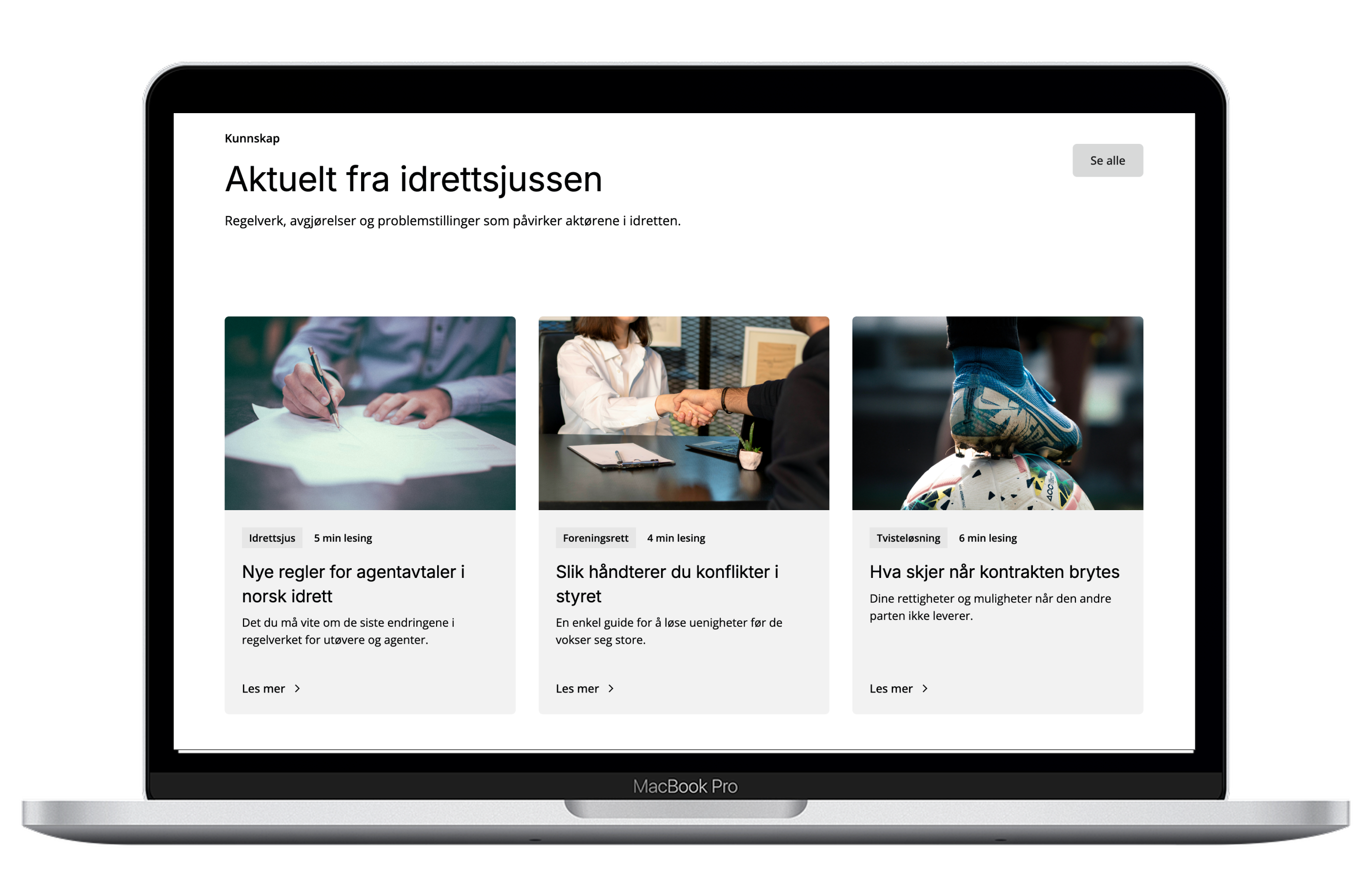 Moderne nettside for advokatfirma vist på desktop laptop