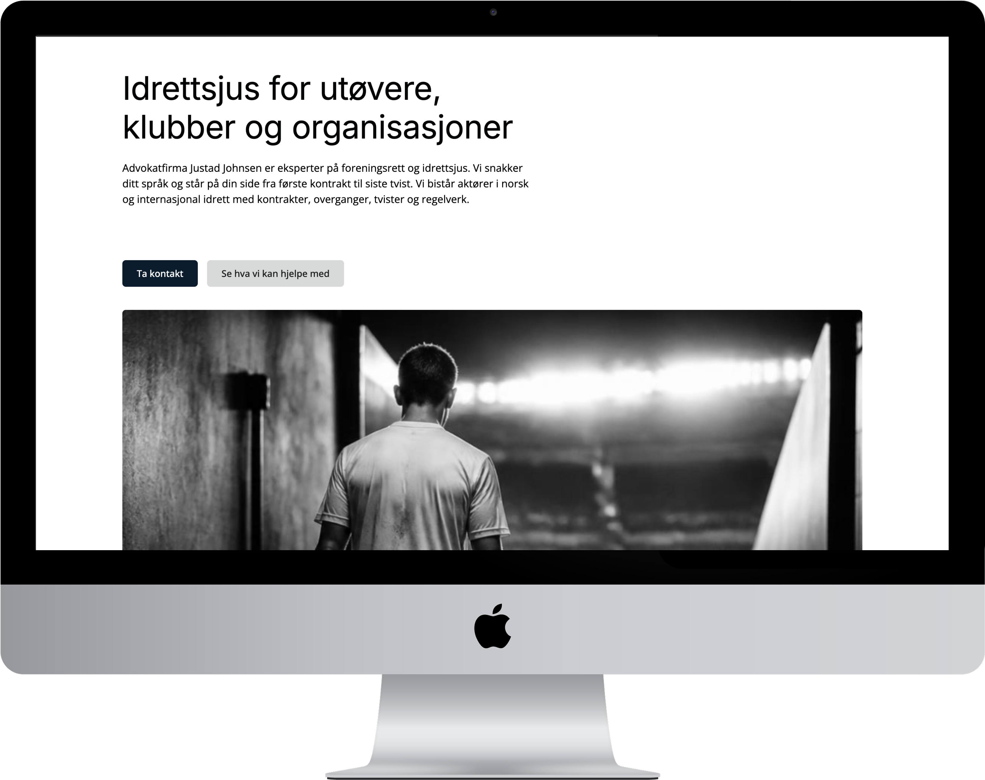 Moderne nettside for advokatfirma vist på desktop