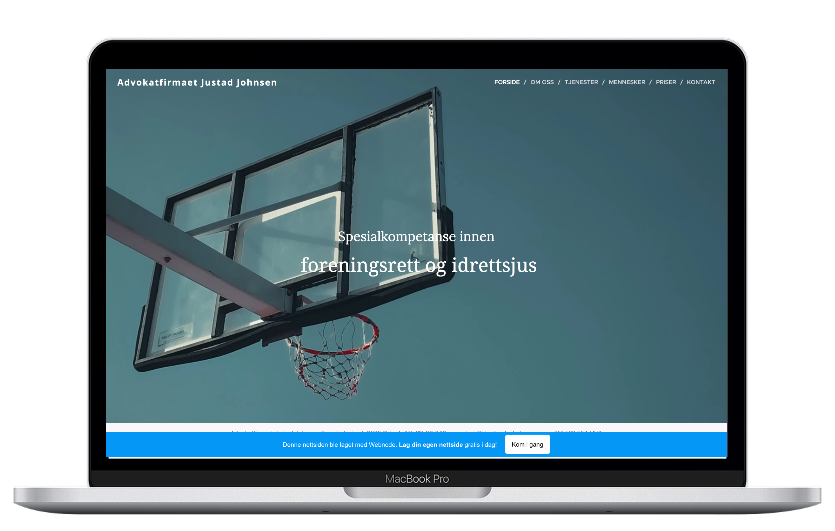 Tidligere nettside for advokatfirma