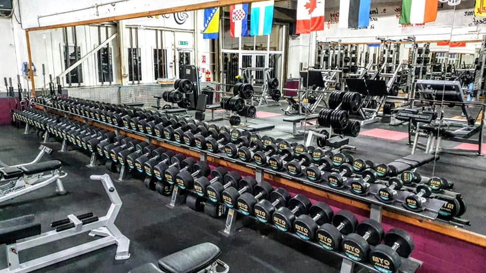 Dumbbell rack and squat racks at Definition Gym, Peterborough