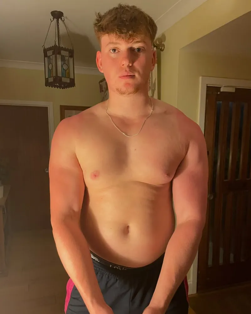 Josh before, at 110kg, standing front-on at home