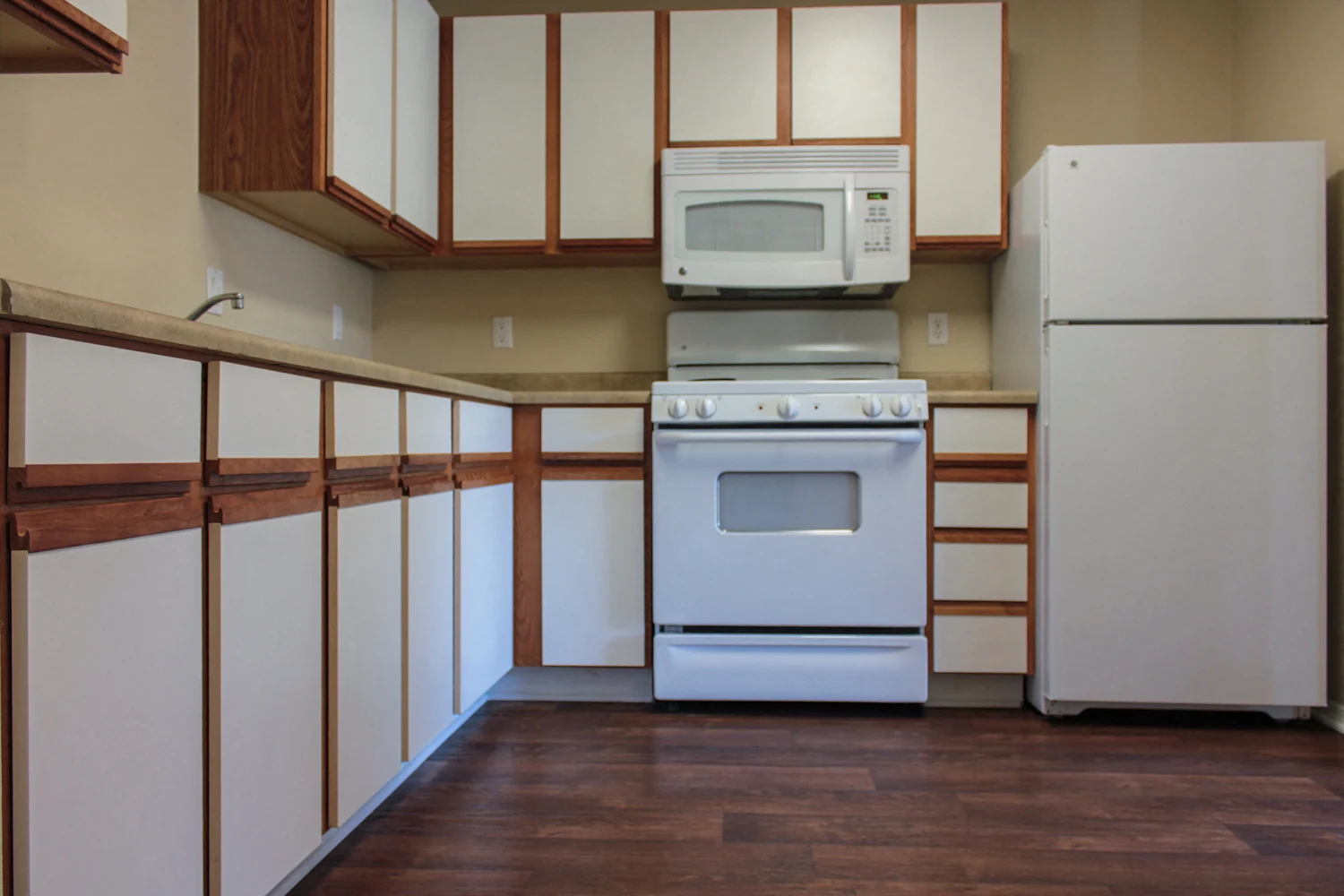 Kitchen with white cabinets