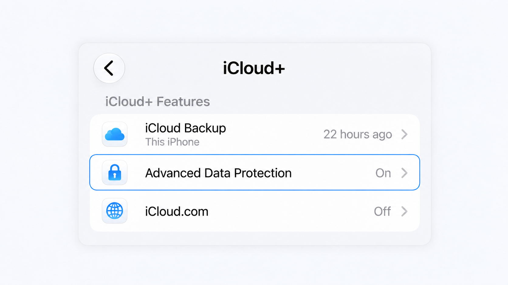 Settings illustration highlighting Advanced Data Protection in iCloud settings.