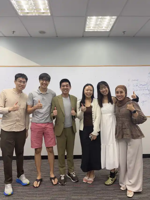 Monday-evening Public Speaking and Presentation Skills course group photo in Singapore, ending 27 July 2026