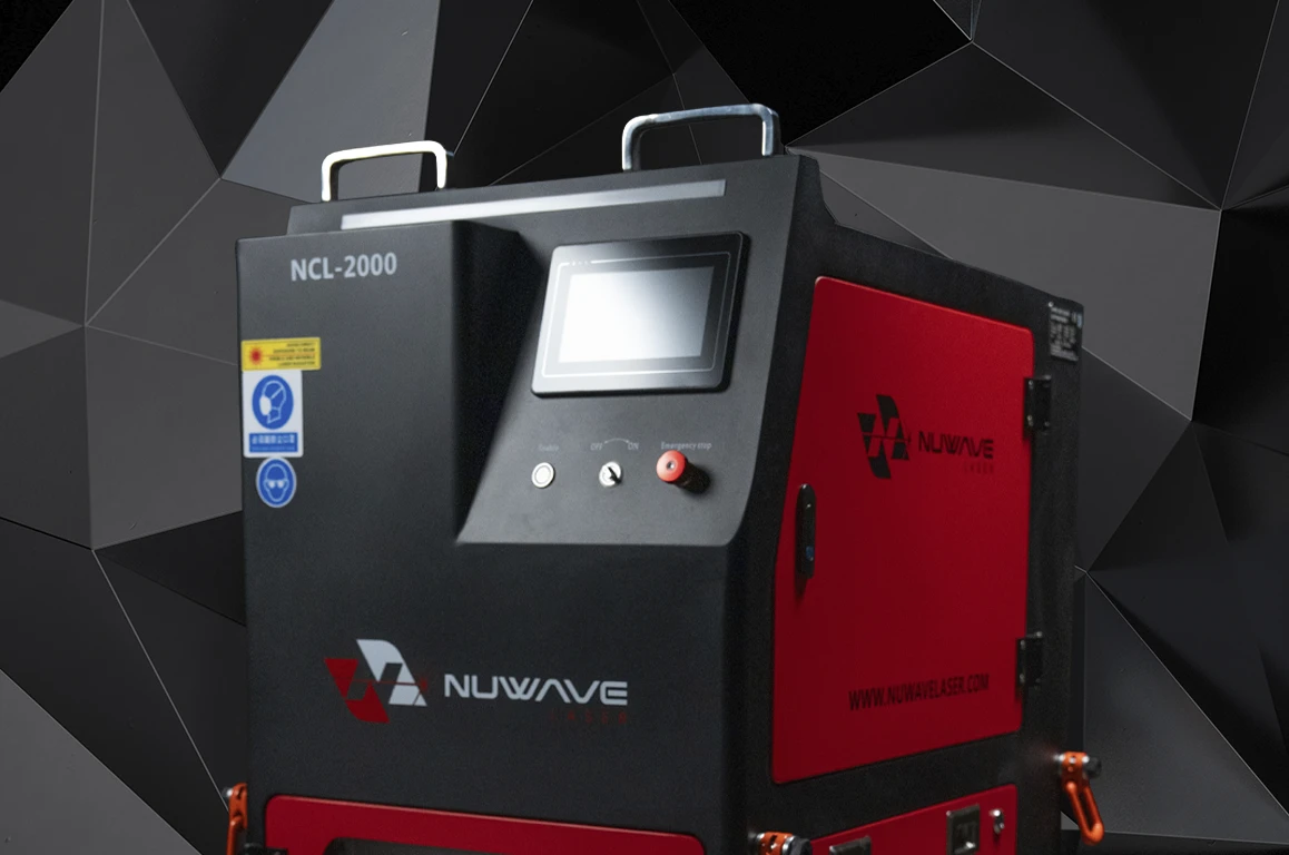 Compact pulse laser cleaning machine with touchscreen interface.
