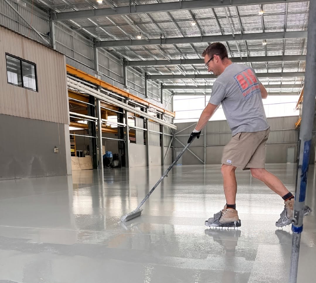 Commercial epoxy floor coating installed by Blast Prep Grind
