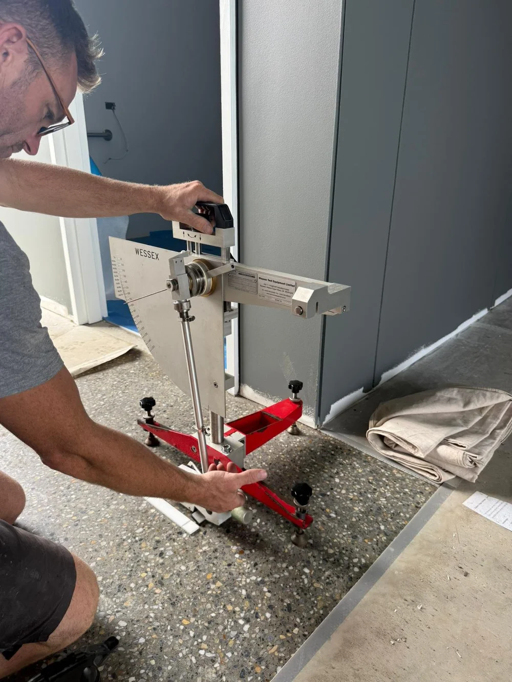 Slip resistance testing in progress in Newcastle NSW