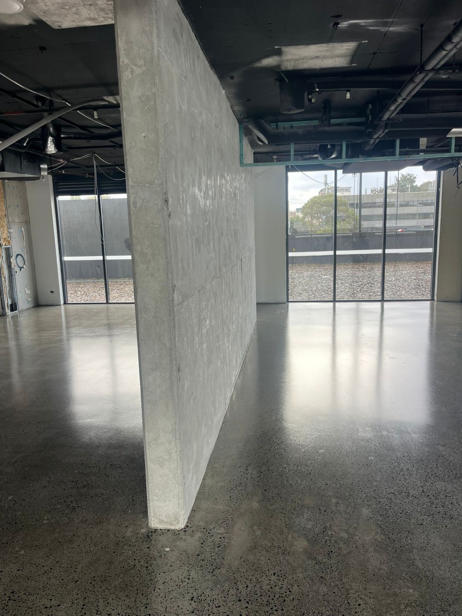 Commercial polished concrete floor with a satin finish
