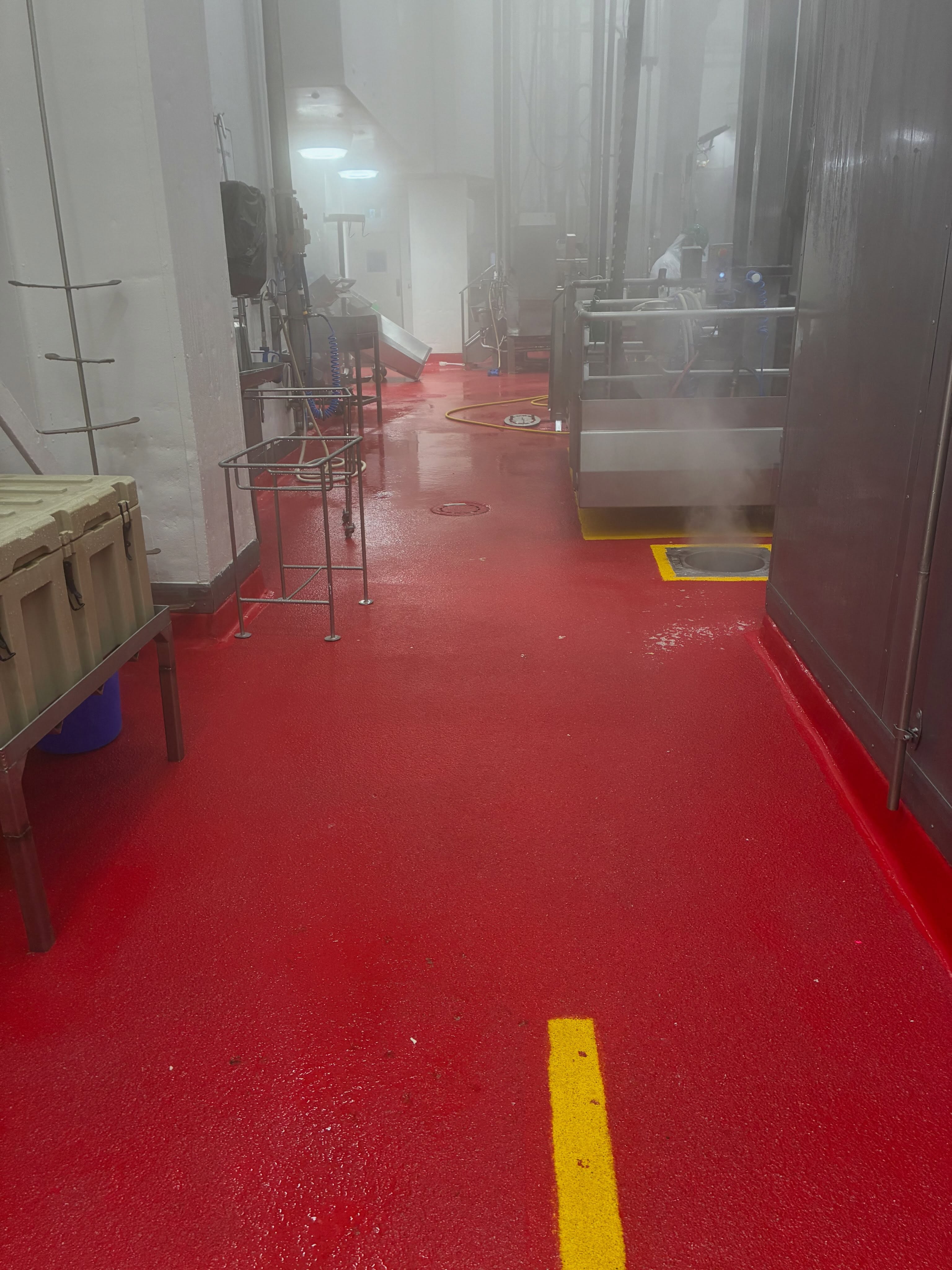 Commercial epoxy floor coating on a prepared concrete slab
