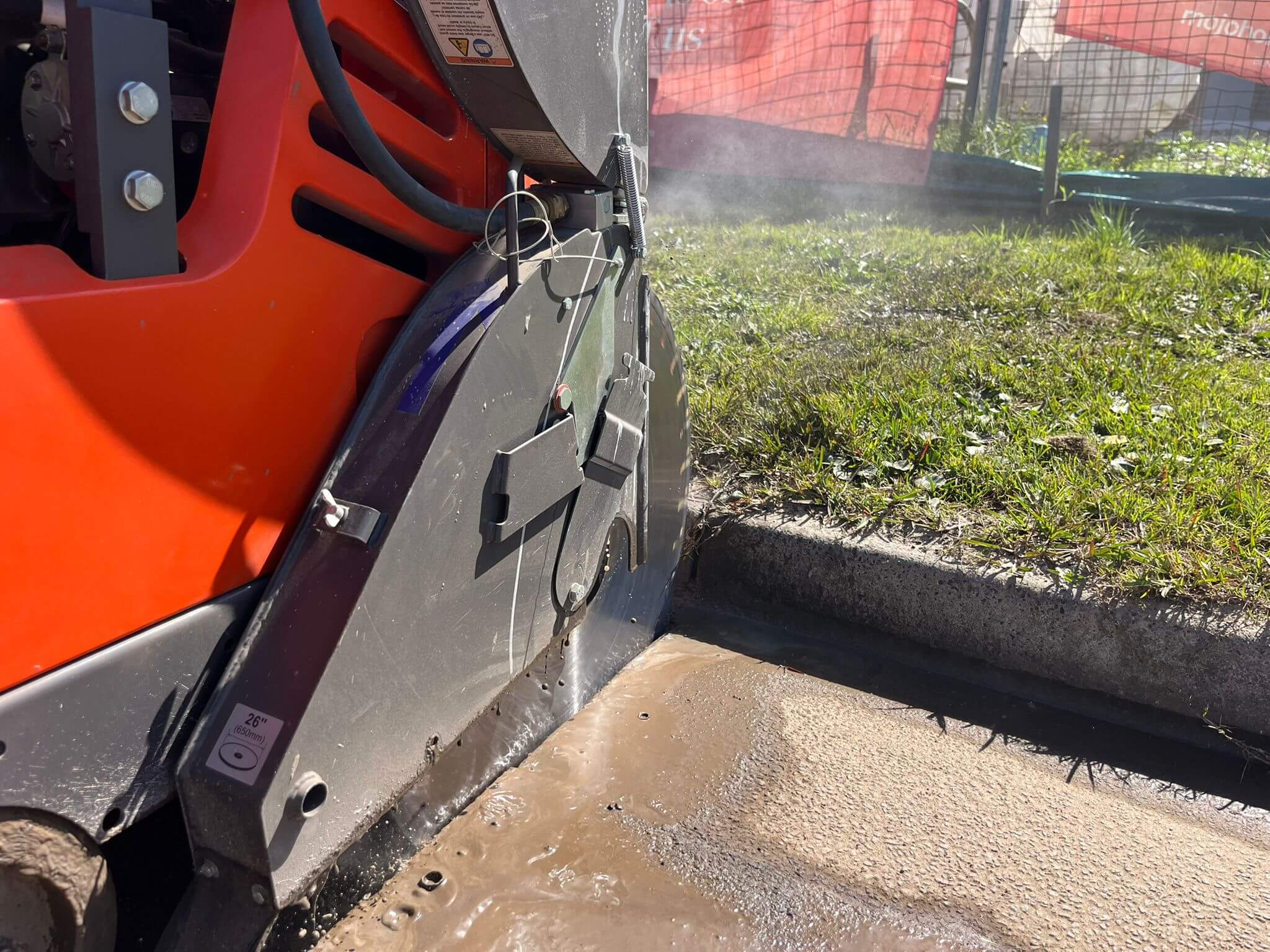 Concrete cutting equipment set up on a Newcastle site