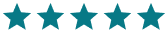 A horizontal row of five teal stars evenly spaced.