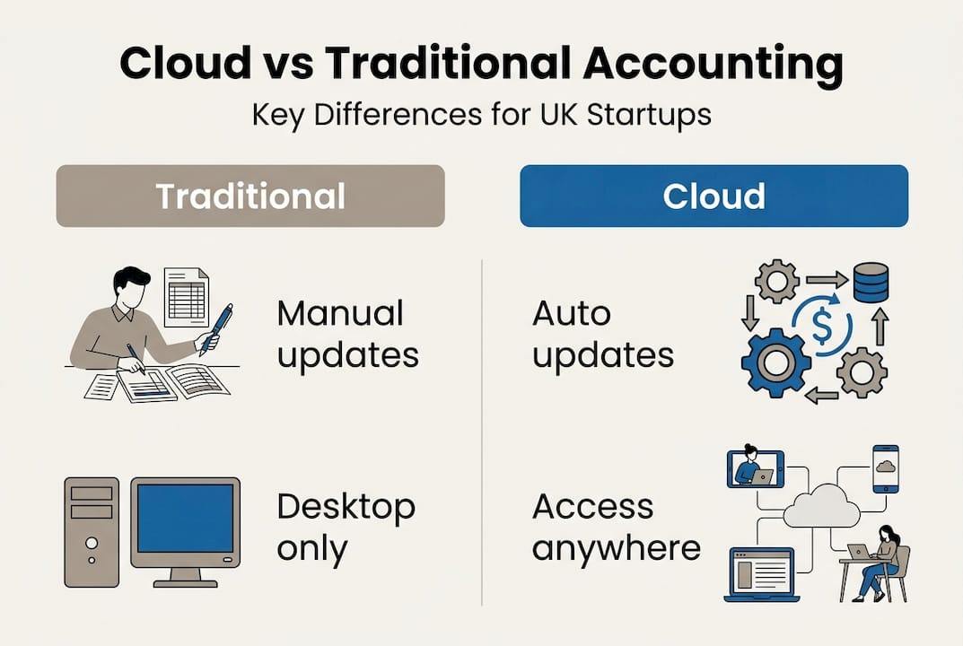 Infographic comparing cloud and traditional accounting