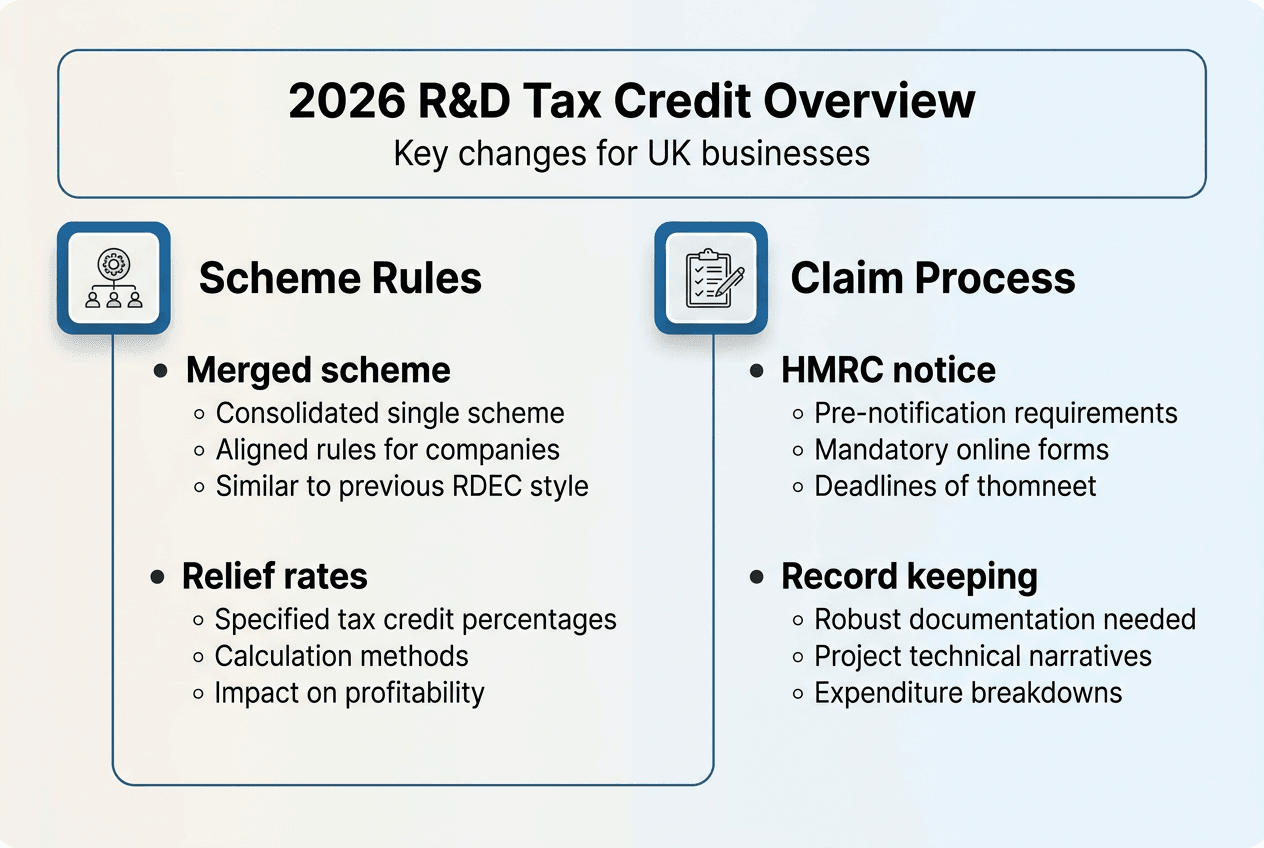 Infographic summarizing 2026 RD tax credit changes