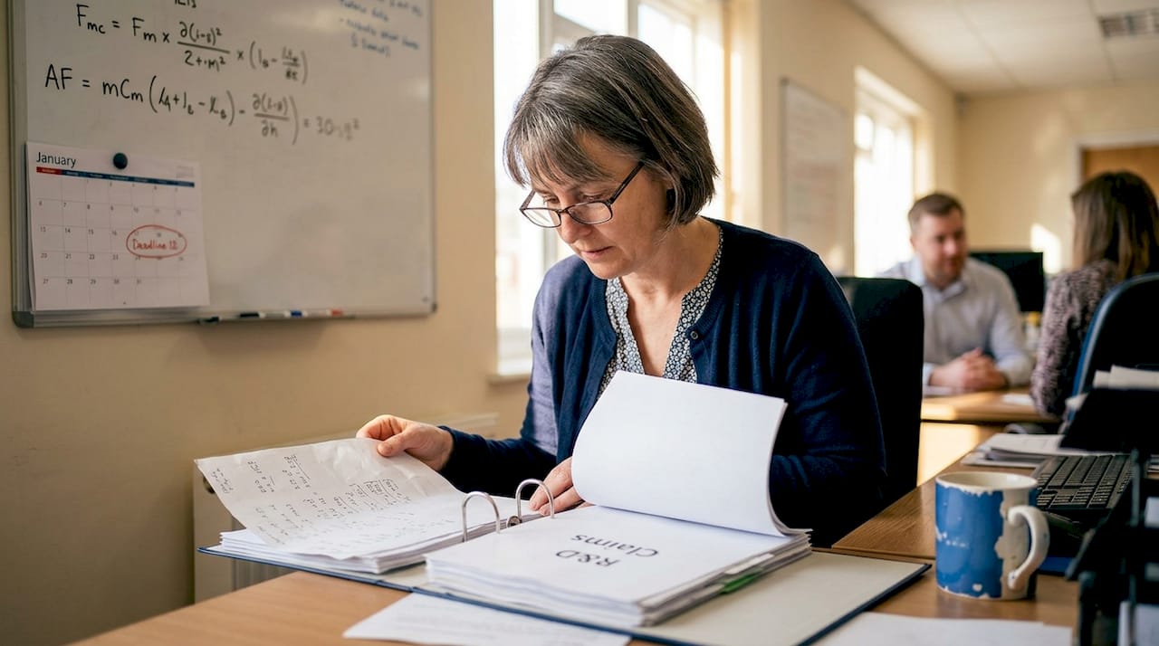 Accountant reviewing RD tax credits paperwork