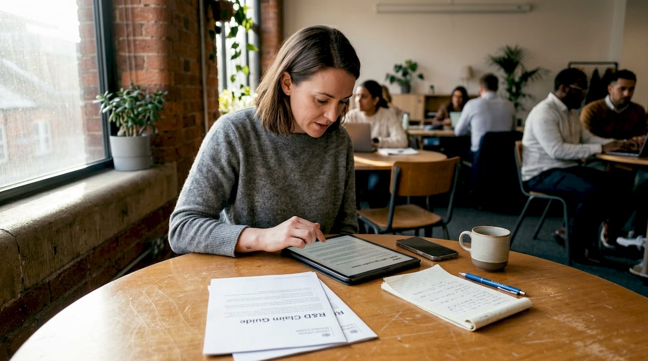 Founder reviewing RD tax credit paperwork