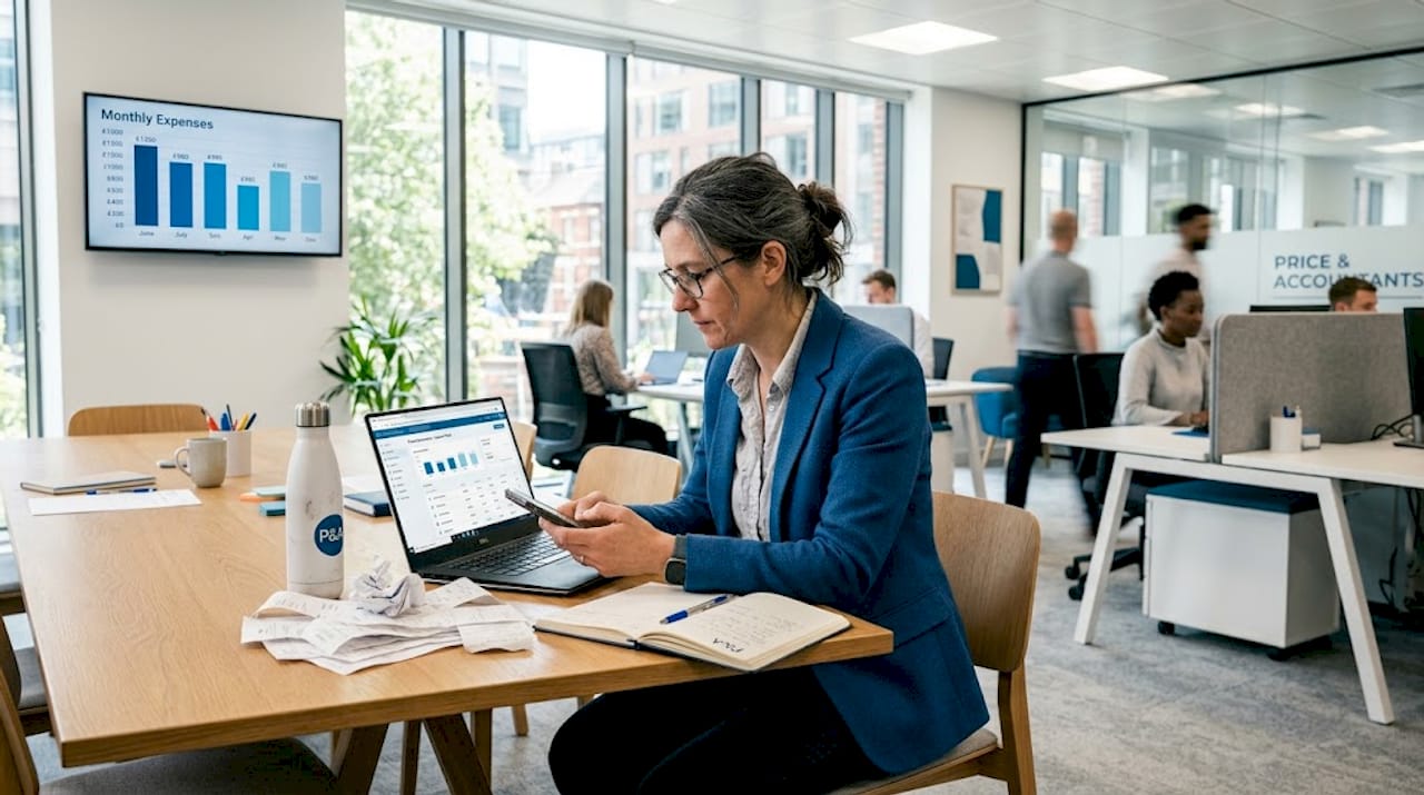 Accountant using automation tools for expenses