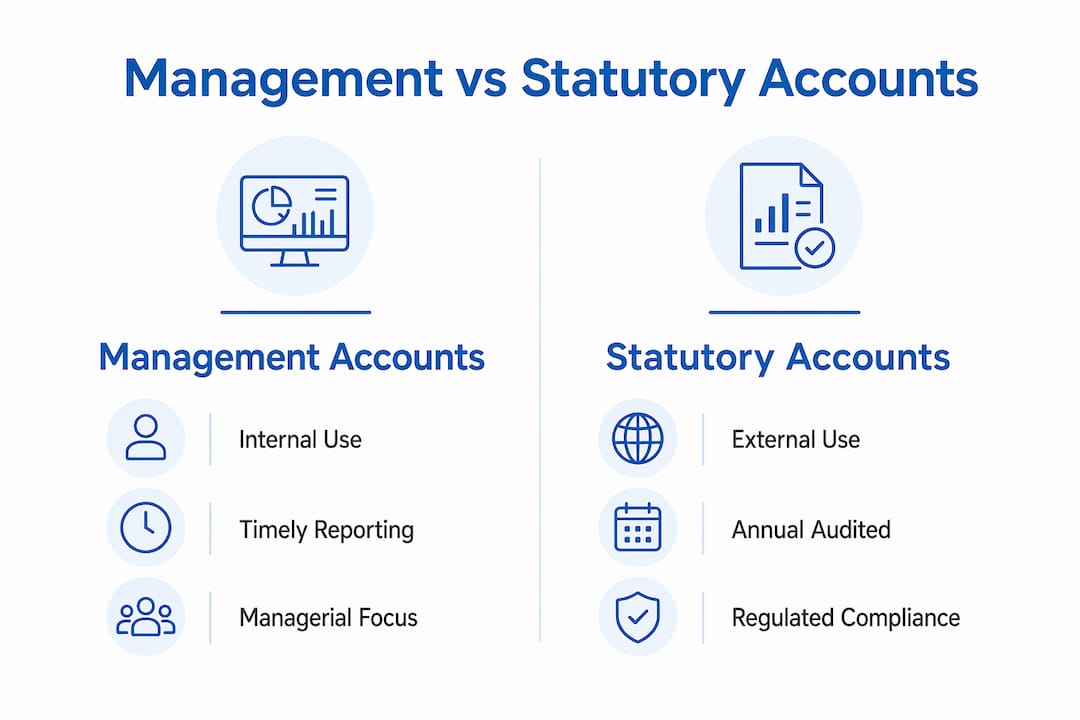 Infographic comparing management and statutory accounts categories