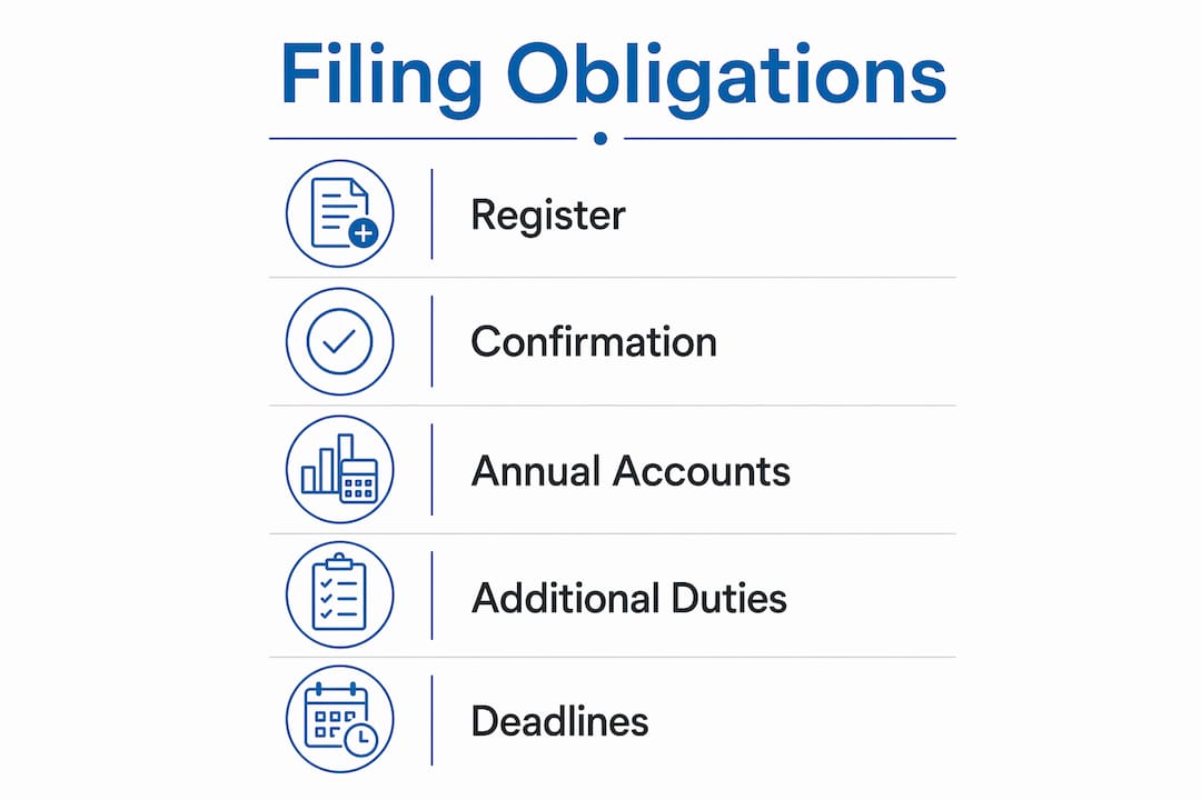 Infographic outlining UK company filing obligations steps