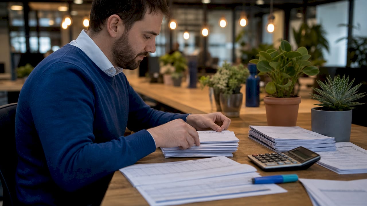 Treasury support professional preparing financial documents
