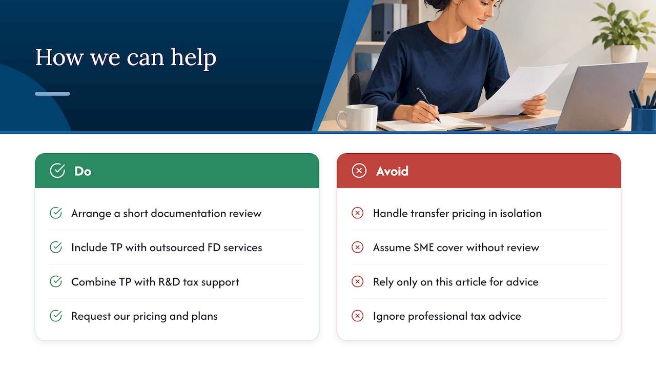 How Price & Accountants can help with transfer pricing documentation — overview diagram