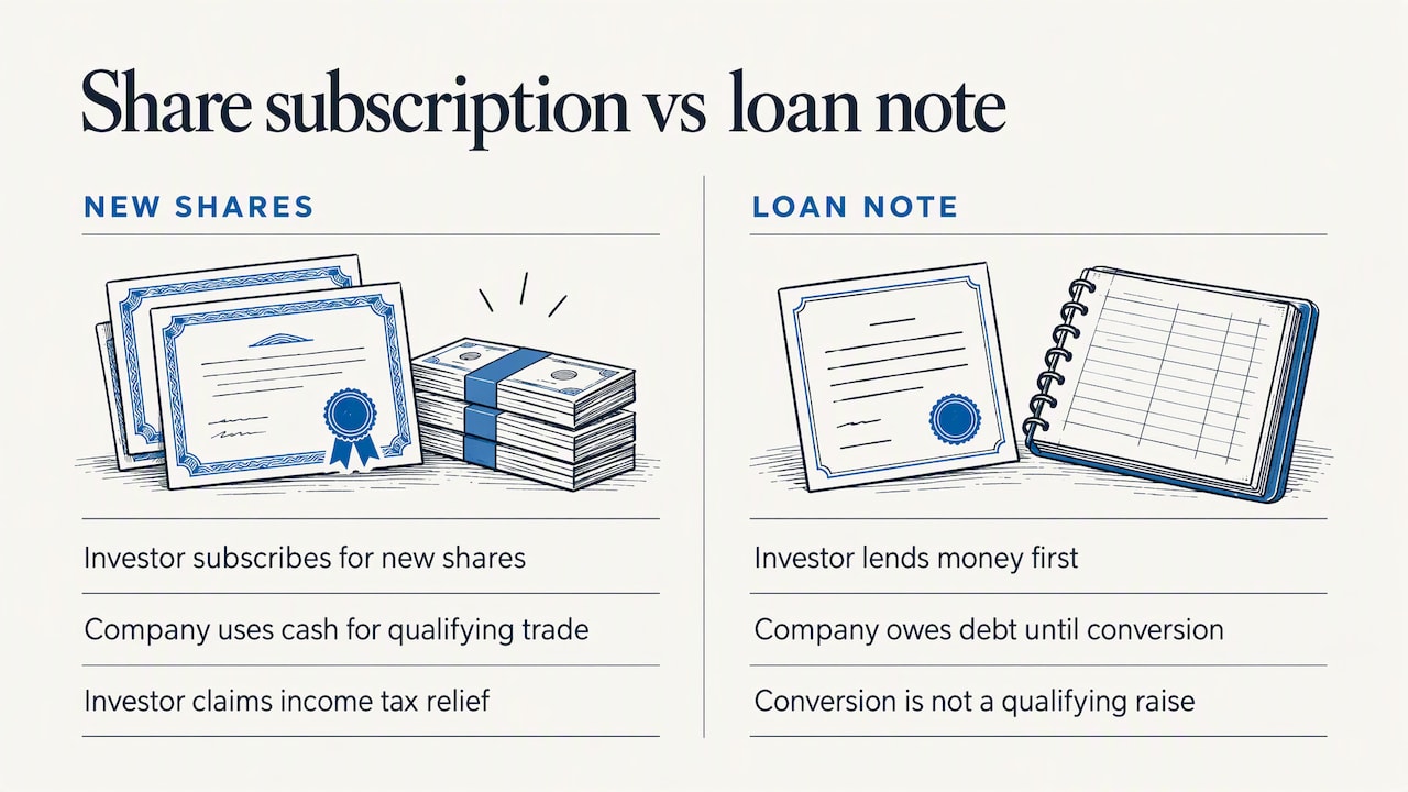Direct EIS share subscription versus loan conversion