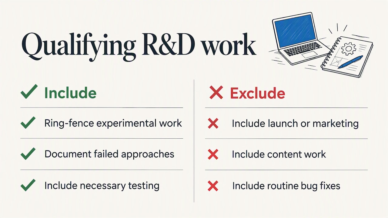 Qualifying software experiments versus excluded work